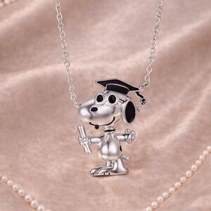Snoopy Graduated PEANUTS Silver Plated "Snoopy" Graduation Pendant Necklace